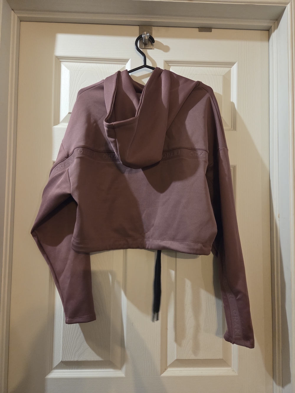Cropped Hooded Sweatshirt in Dusty Mauve